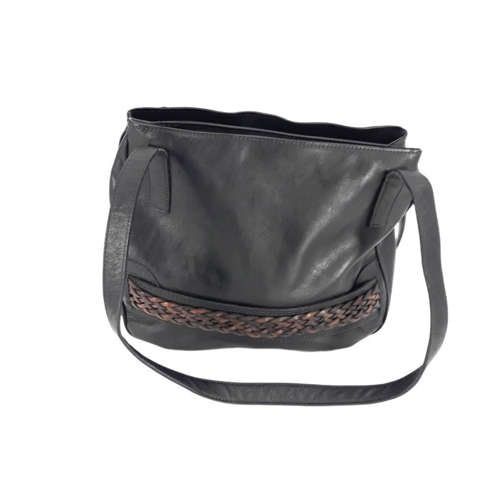 Cassis Genuine Leather Black Shoulder Bag Braided‎ - Picture 3 of 17